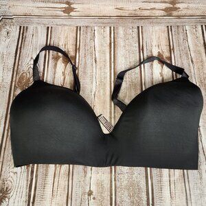 VICTORIA'S SECRET T-Shirt Lightly Lined Wireless 36DD Black Bra EUC